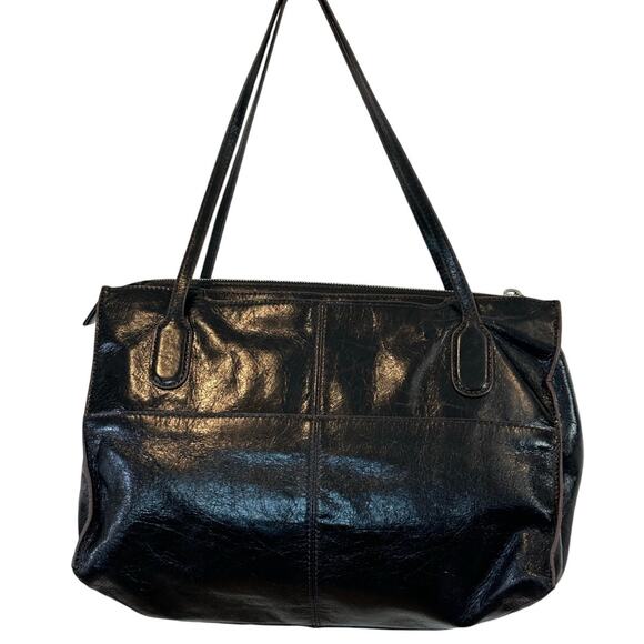 Hobo International Friar Black Distressed Leather Shoulder Bag Purse Boho Bag - Picture 1 of 6